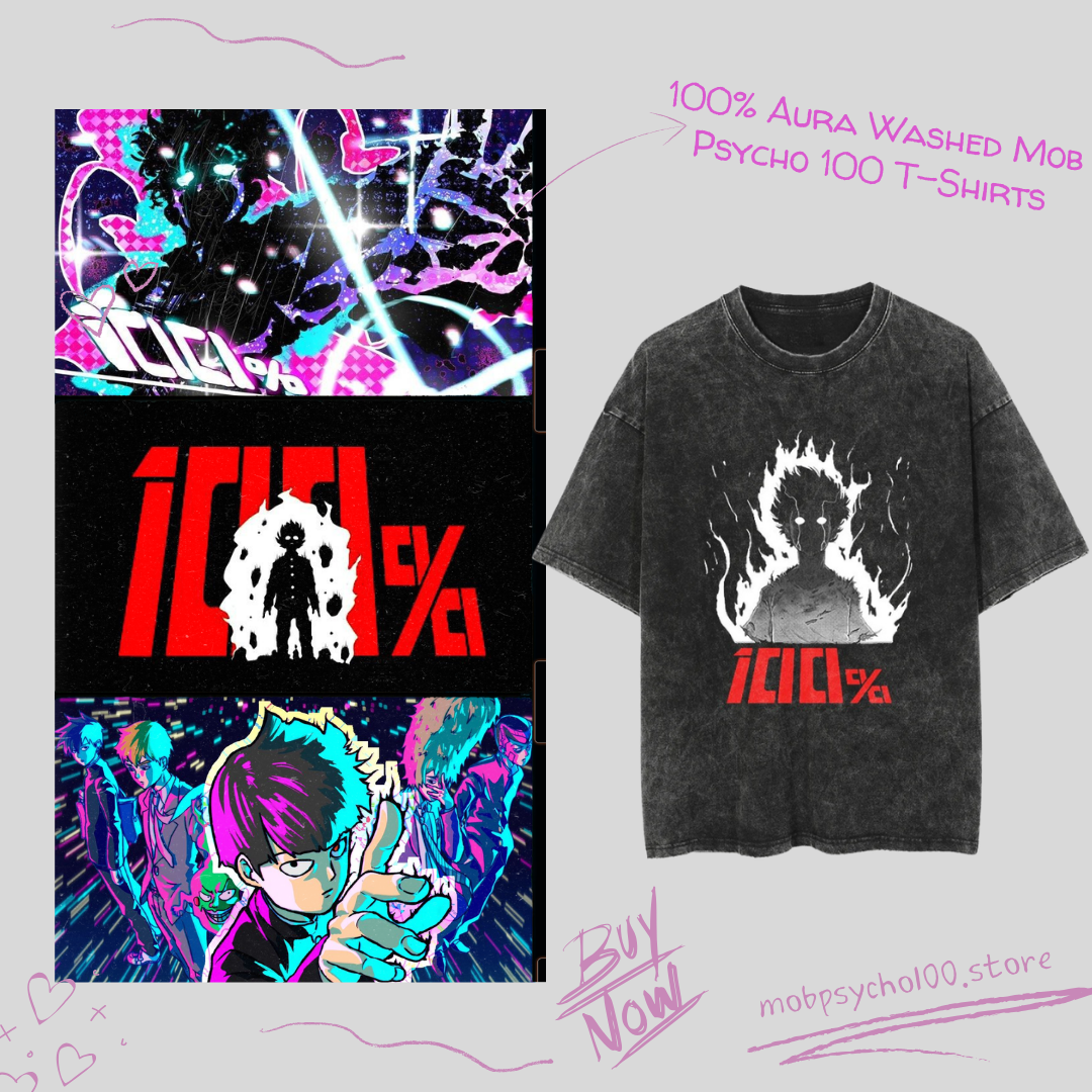 100% Aura PTTT1404 Washed  Mob Psycho 100 T-Shirts